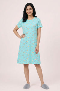 Zivame Knit Cotton Knee Length Nightdress - Island Paradise — thumbnail 5